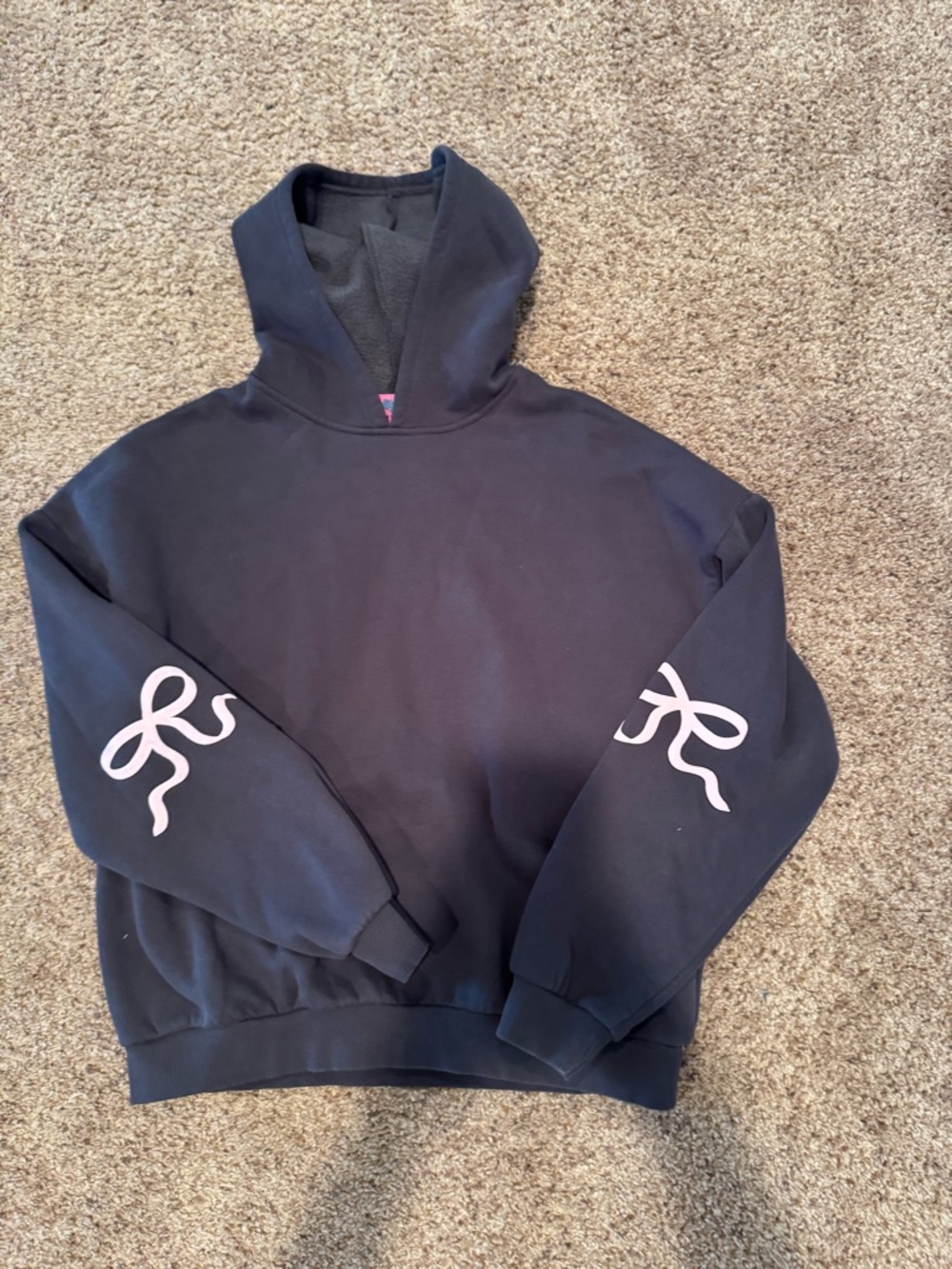 WORN ONCE edikted dark grey hoodie with bow sleeves